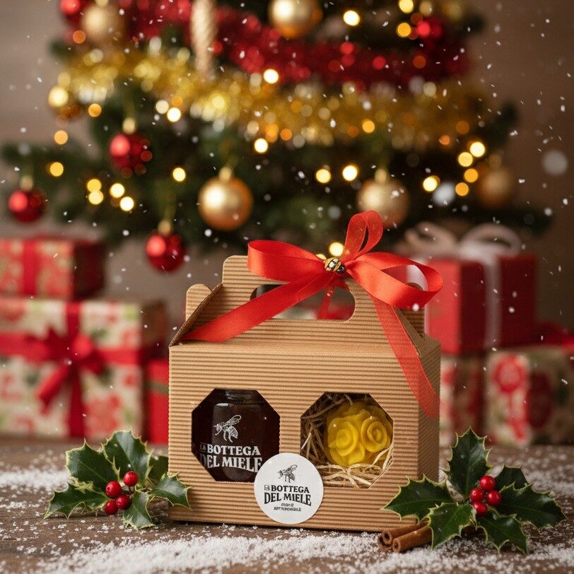 confezione Regalo natale Miele e Candela Artigianale 2
